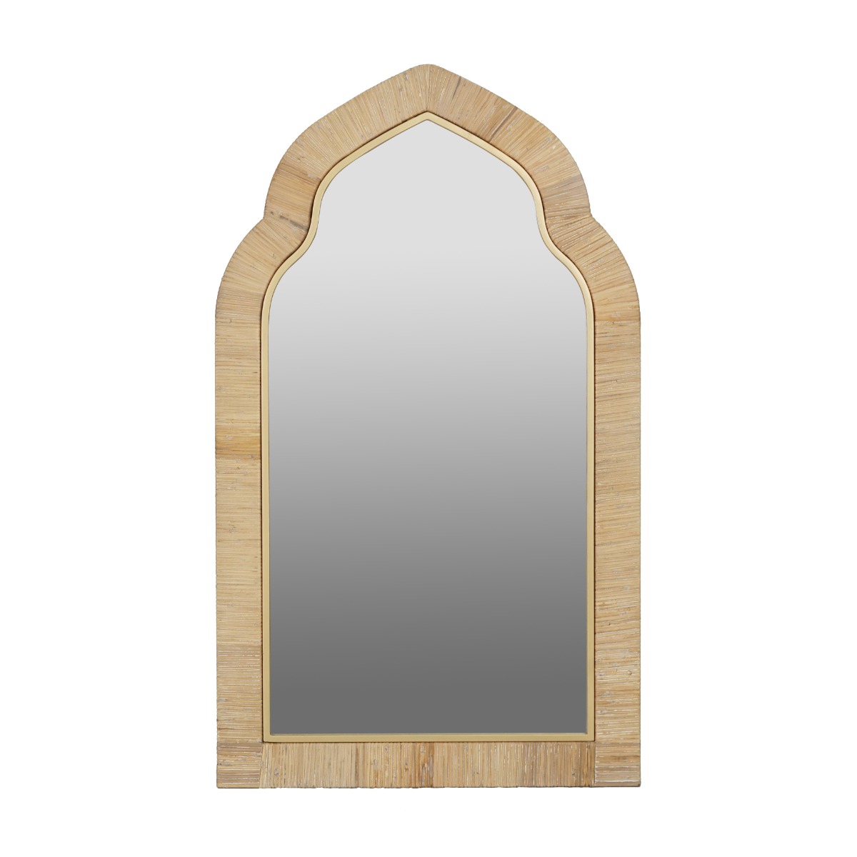 Artekko Bohemian Καθρέφτης Τοίχου με Ρατάν MDF Γυαλί Φυσική Απόχρωση (57x3x97)cm
