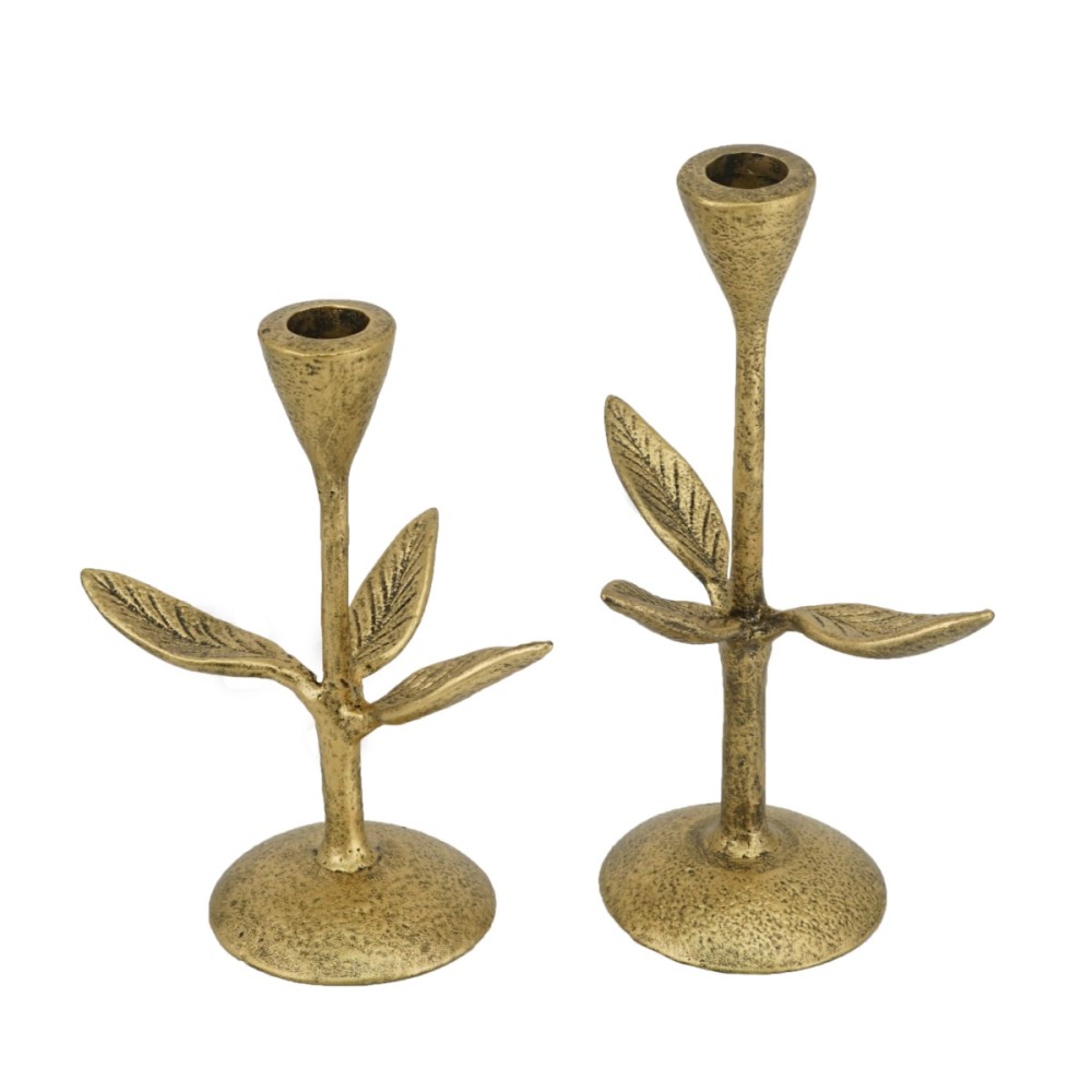 Artekko Holder Κηροπήγιο Μεταλλικό Χρυσό (15x10x18)cm (15x10x23)cm Σετ/2