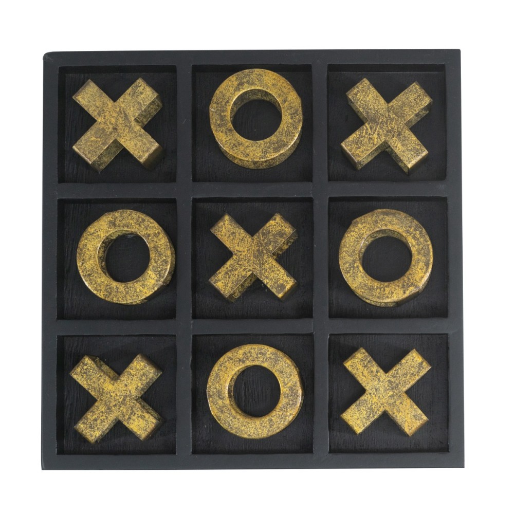Artekko Tic Tac Toe Διακοσμητική Τρίλιζα σε Μαύρη MDF βάση με Χρυσά Μεταλλικά Πιόνια (25x25x3)cm
