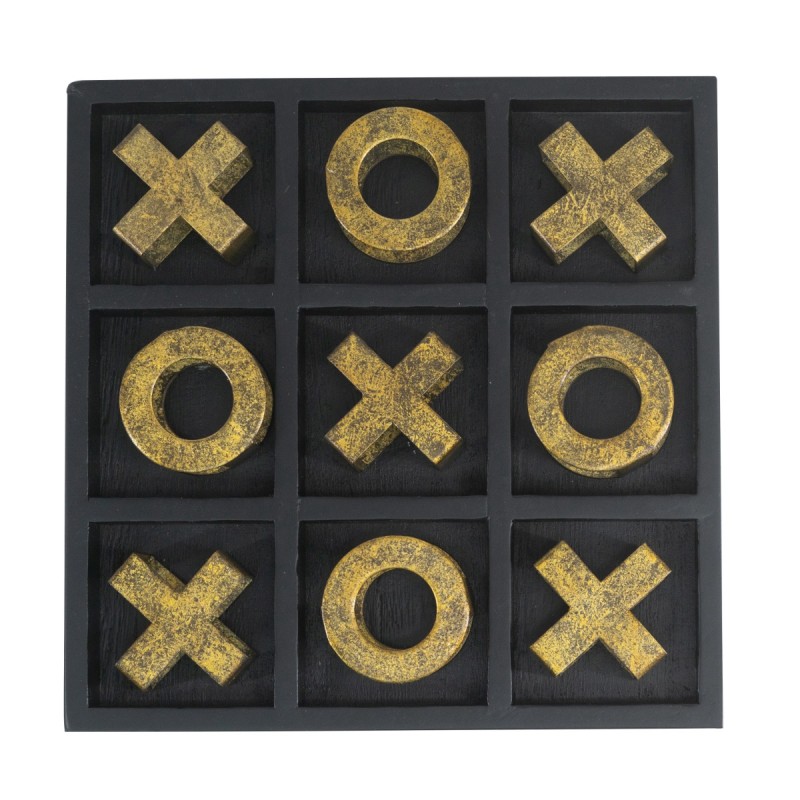 Artekko Tic Tac Toe Διακοσμητική Τρίλιζα σε Μαύρη MDF βάση με Χρυσά Μεταλλικά Πιόνια (25x25x3)cm