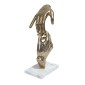 Artekko Marble Χρυσό Μεταλλικό Επιτραπέζιο Διακοσμητικό Γλυπτό με Χέρια σε Λευκή Μαρμάρινη Βάση (21.6x10.2x33)cm