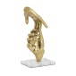 Artekko Marble Χρυσό Μεταλλικό Επιτραπέζιο Διακοσμητικό Γλυπτό με Χέρια σε Λευκή Μαρμάρινη Βάση (21.6x10.2x33)cm