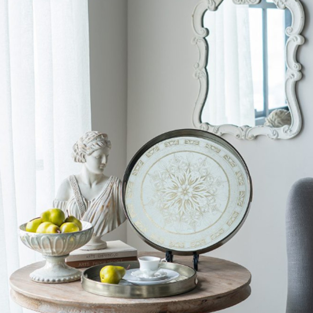 Artekko Tray Διακοσμητικός Δίσκος με Καθρέπτη Πλαστικό Γυαλί Σαμπανιζέ (45x45x4)cm Σετ/2