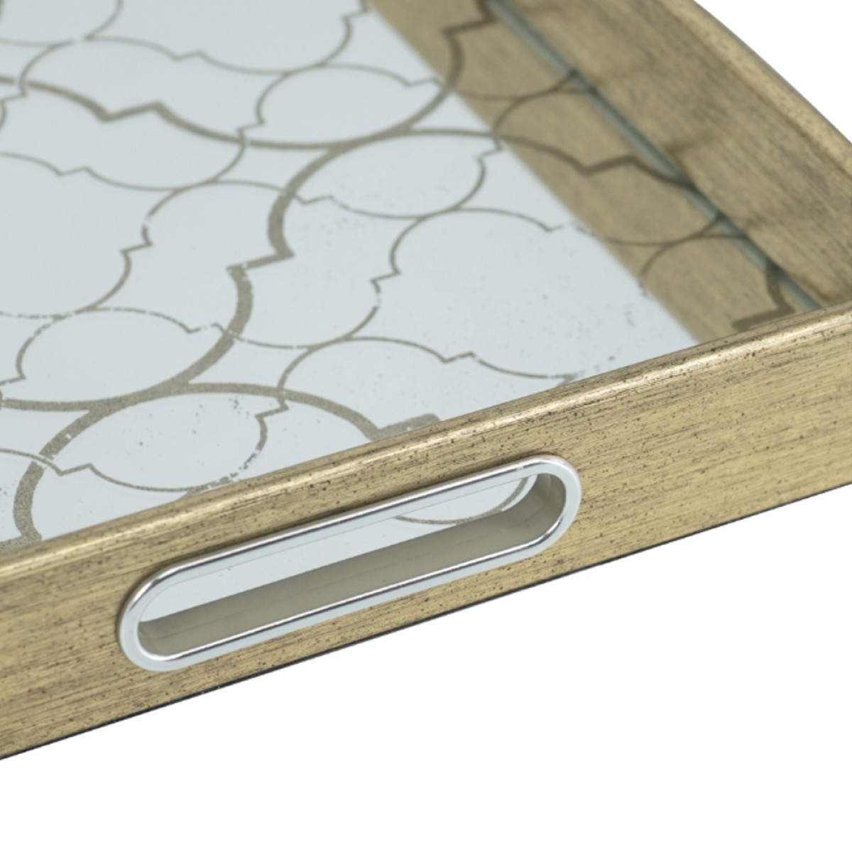 Artekko Tray Διακοσμητικός Δίσκος με Καθρέπτη Πλαστικό Γυαλί Χρυσό (45x30x4.5)cm Σετ/2