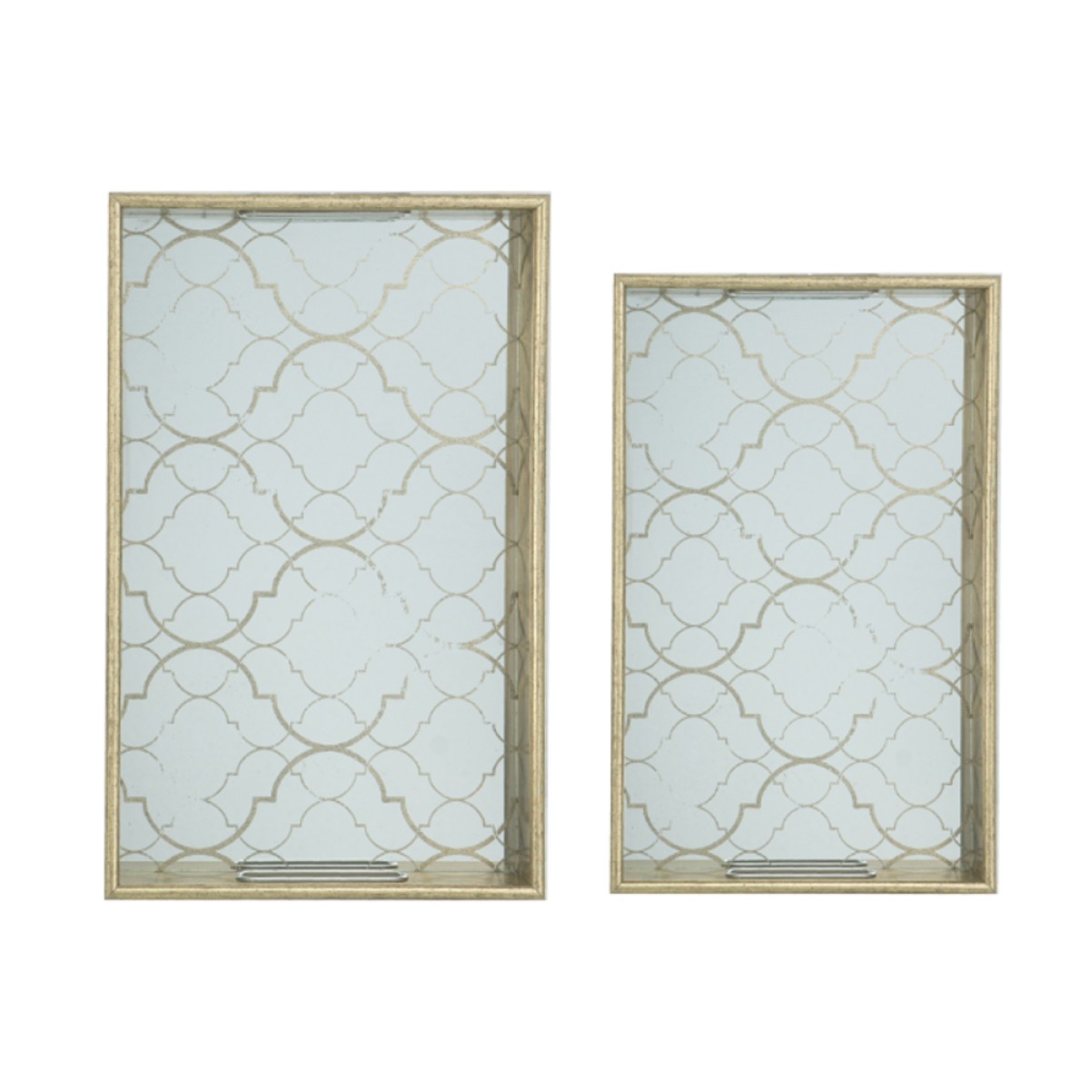 Artekko Tray Διακοσμητικός Δίσκος με Καθρέπτη Πλαστικό Γυαλί Χρυσό (45x30x4.5)cm Σετ/2