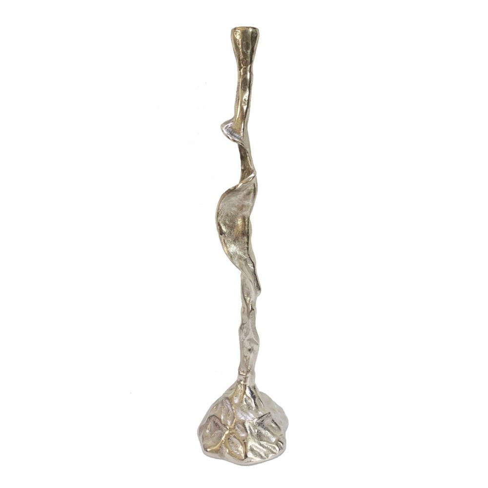 Artekko Branch Κηροπήγιο Μεταλλικό Ασημί (16x16x63)cm