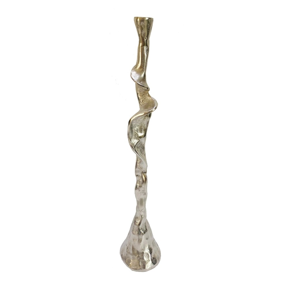 Artekko Branch Κηροπήγιο Μεταλλικό Ασημί (11x11x54)cm