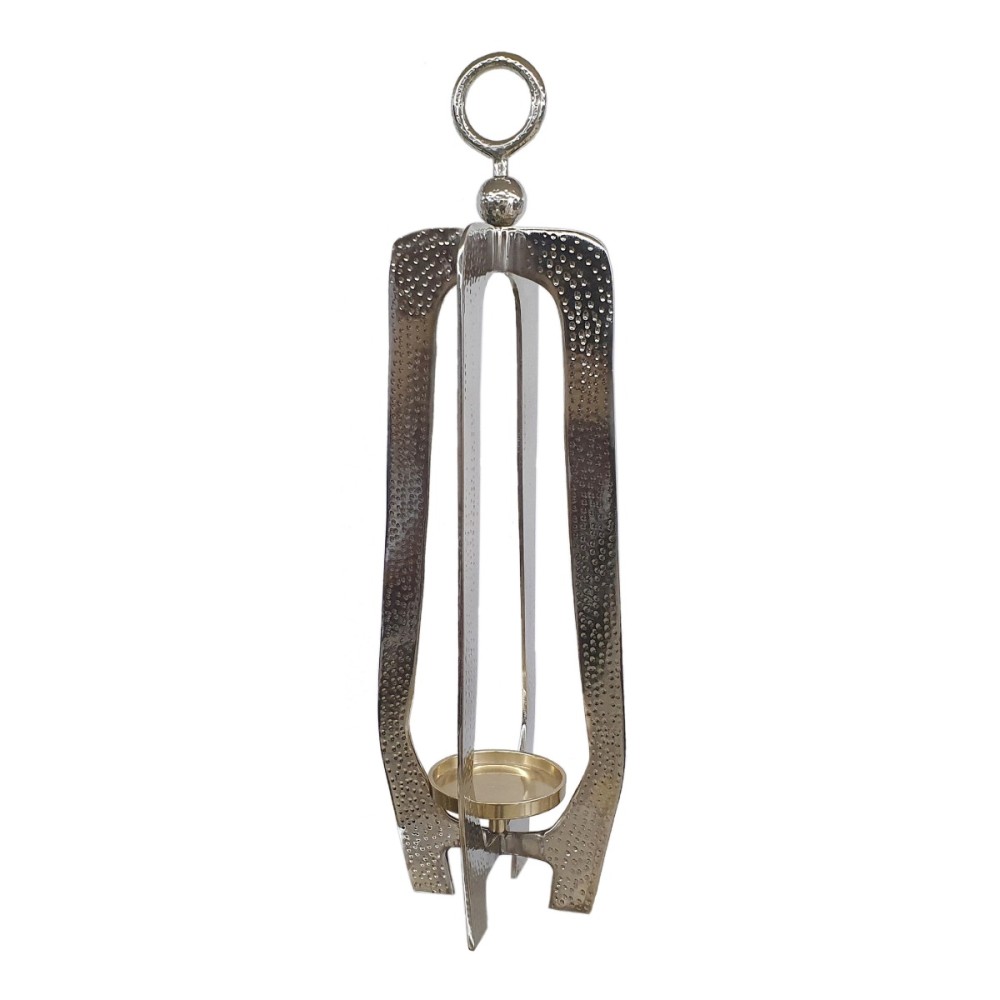Artekko Lantern Διακοσμητικό Φανάρι Μεταλλικό Ασημί (21.6x21.6x69.9)cm