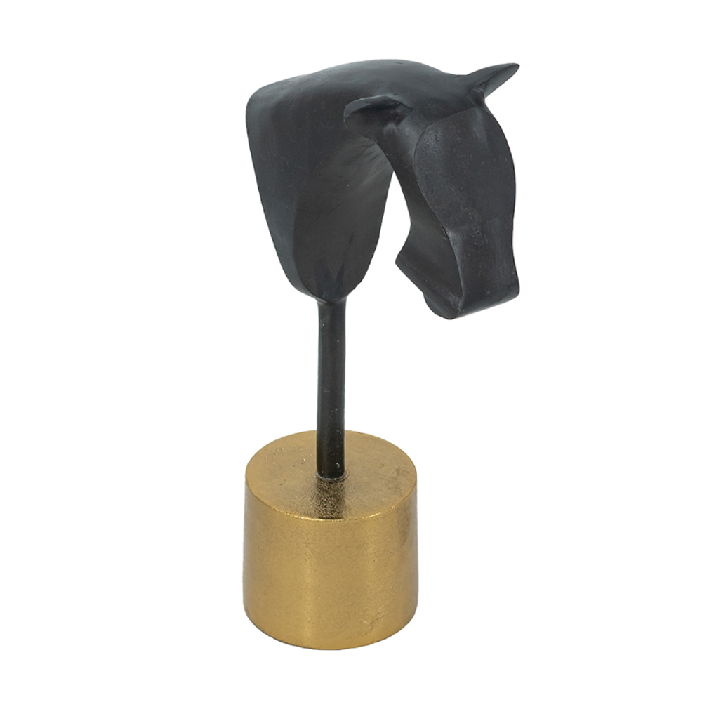 Artekko Figurine Διακοσμητικό Επιτραπέζιο Γλυπτό Αλόγου Μεταλλικό Χρυσό Μαύρο (17.8x10.2x35.6)cm