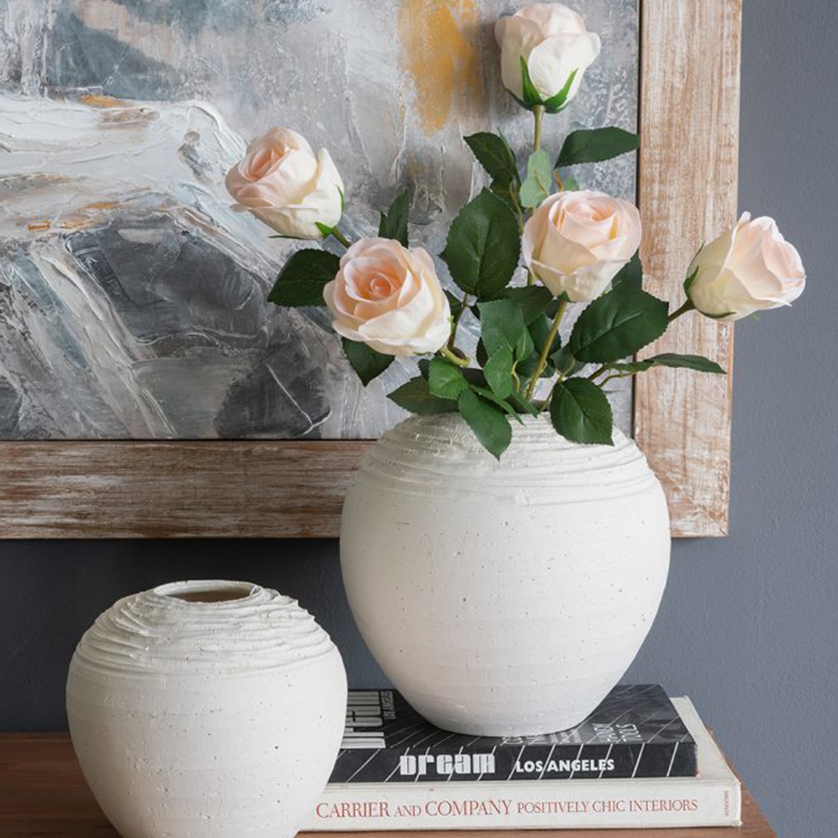 Artekko Real Touch Κλαδί με Σομόν Τριαντάφυλλο από Πολυεστέρα (11.5x20x84)cm