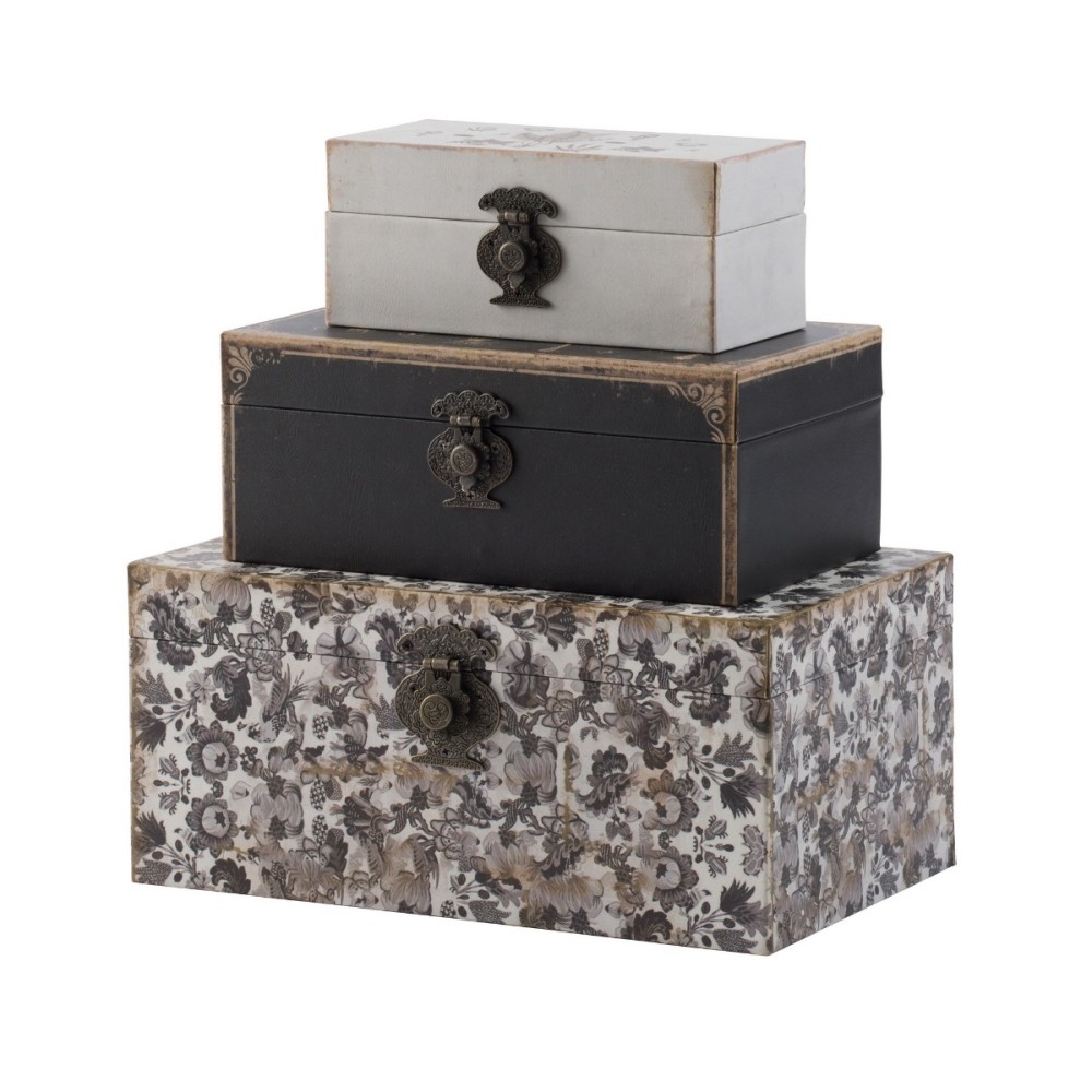 Artekko Box Διακοσμητικό Κουτί Κοσμηματοθήκη MDF Πολύχρωμο (19x31x14)cm Σετ/3