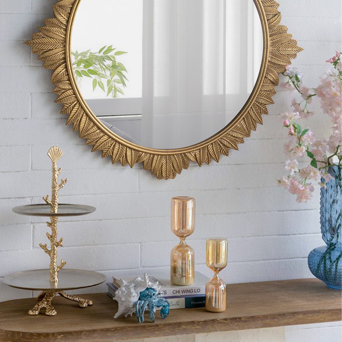 Artekko Hourglass Γυάλινη Κλεψύδρα σε Μελί Απόχρωση με Λευκή Άμμο (7x7x25.2)cm