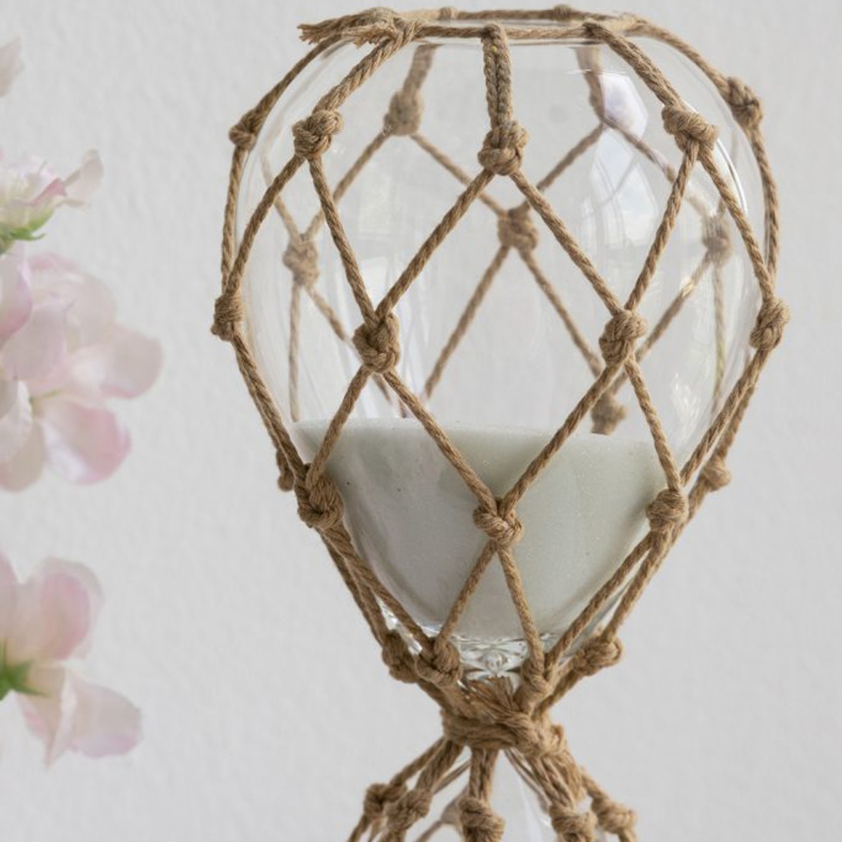 Artekko Hourglass Γυάλινη Κλεψύδρα με Σχοινί και Λευκή Άμμο (9.6x9.6x25.4)cm