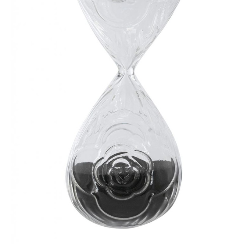 Artekko Hourglass Γυάλινη Κλεψύδρα με Ανάγλυφο Τριαντάφυλλο και Μαύρη Άμμο (8.6x8.6x20.4)cm