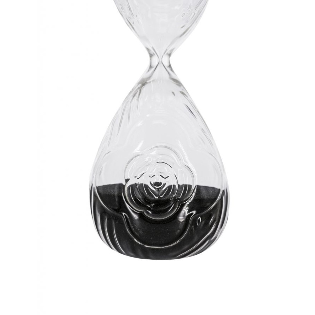Artekko Hourglass Γυάλινη Κλεψύδρα με Ανάγλυφο Τριαντάφυλλο και Μαύρη Άμμο (9.8x9.8x25.4)cm