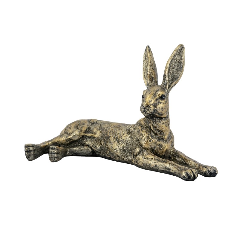 Artekko Animal Μπρονζέ Επιτραπέζιο Διακοσμητικό Λαγού από Ρητίνη (26x13x14.5)cm