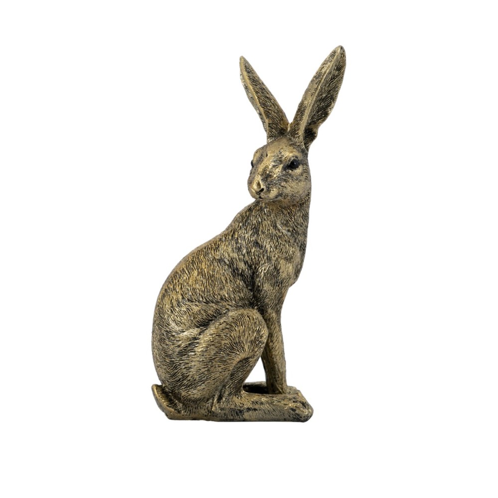 Artekko Animal Μπρονζέ Επιτραπέζιο Διακοσμητικό Λαγού από Ρητίνη (9.5x7x21)cm
