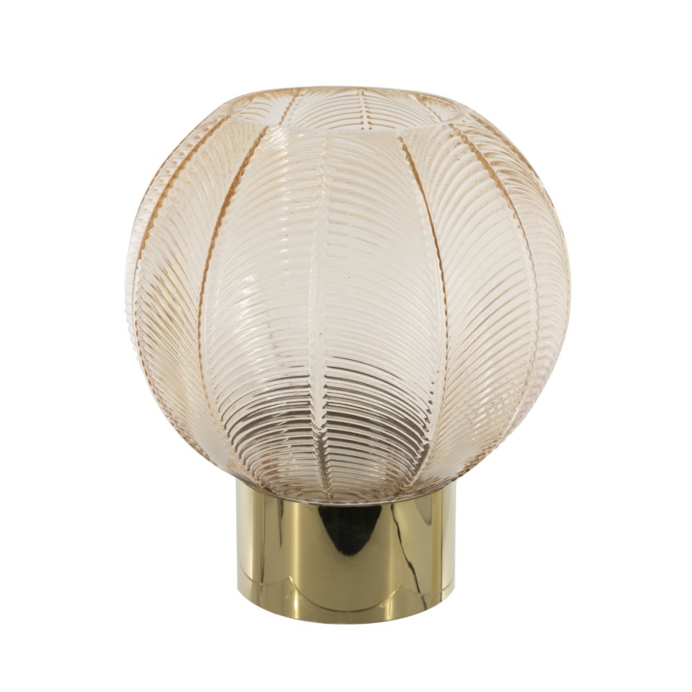 Artekko Aphelios Γυάλινο Κηροπήγιο σε Μελί Απόχρωση (20.5x20.5x24)cm