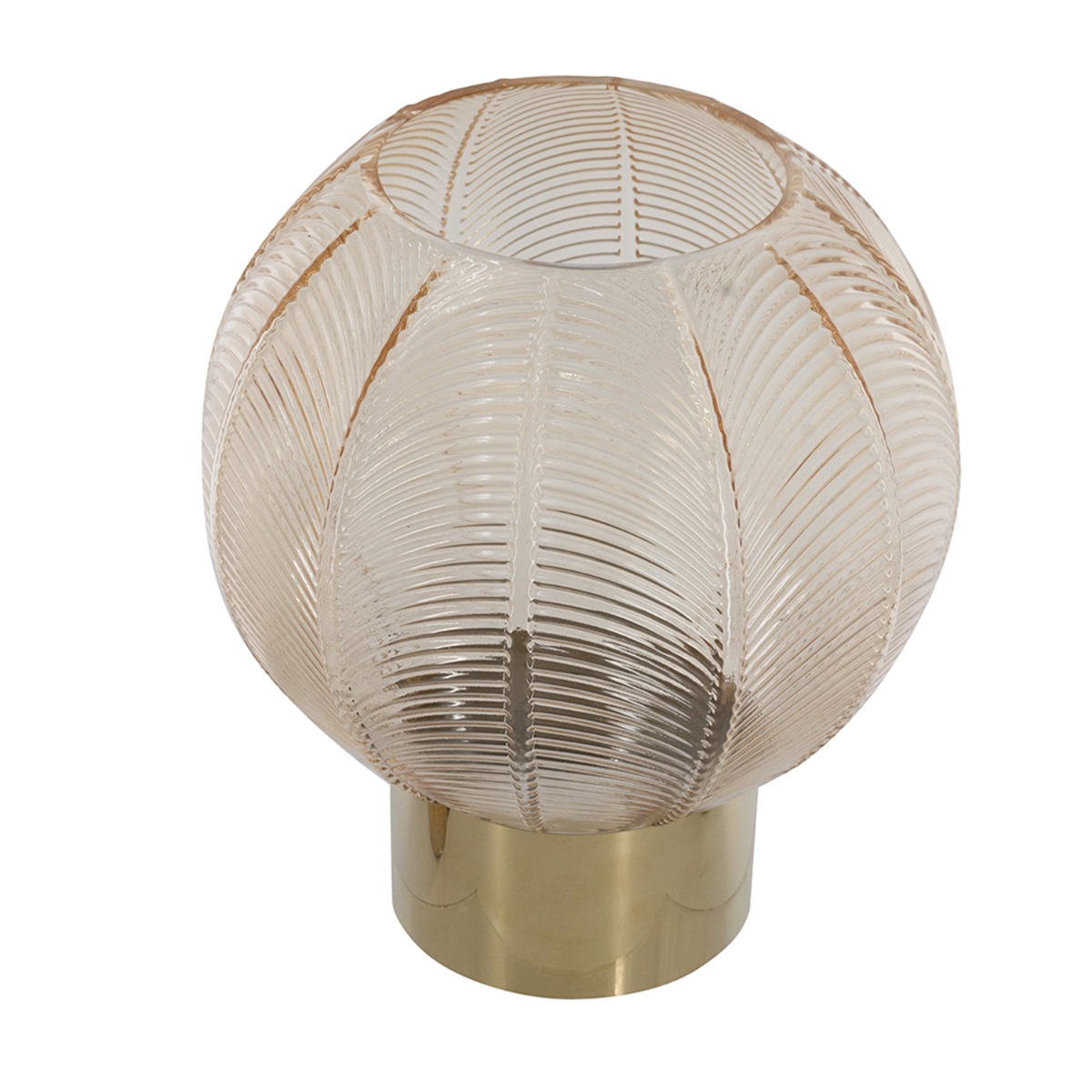 Artekko Aphelios Γυάλινο Κηροπήγιο σε Μελί Απόχρωση (20.5x20.5x24)cm