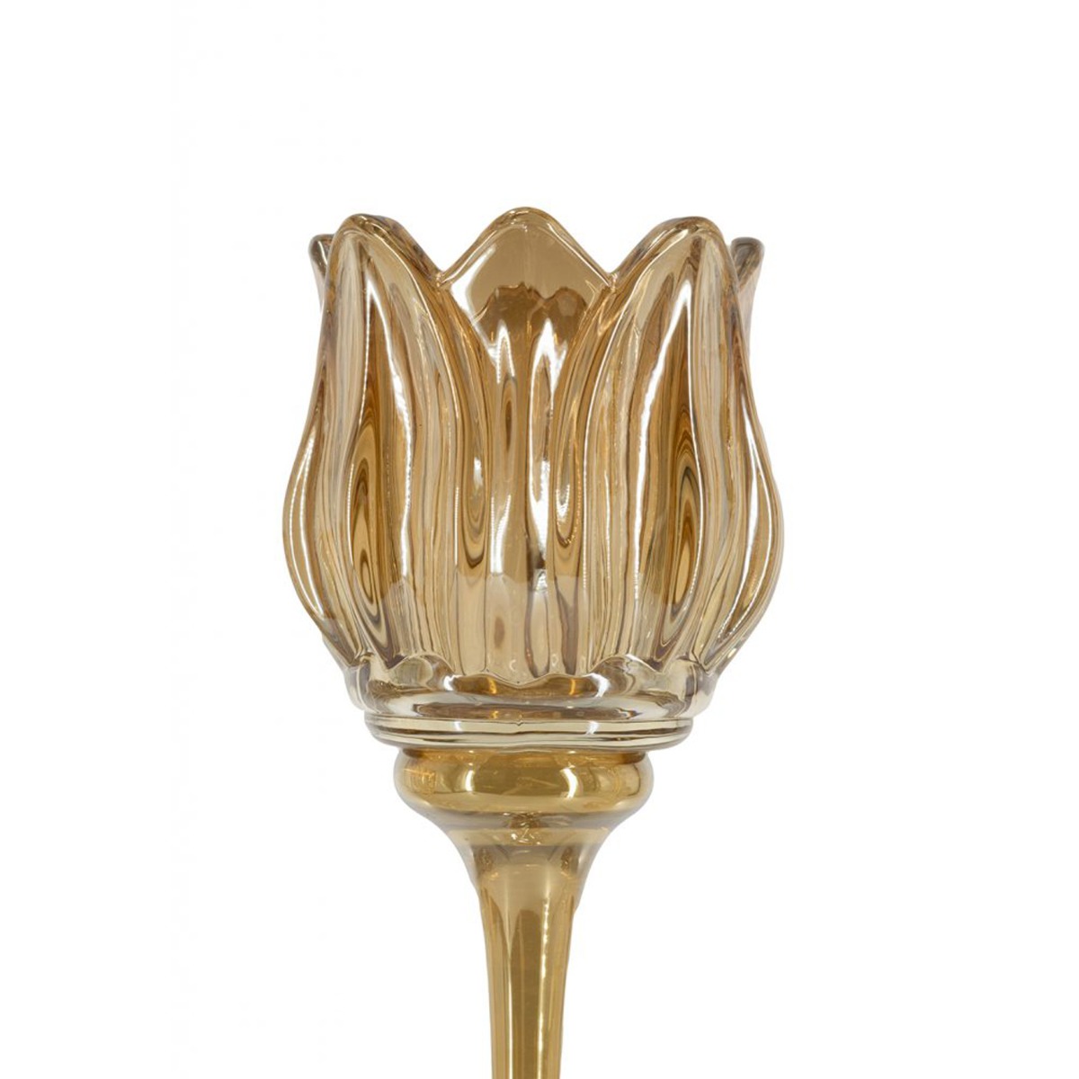 Artekko Aphelios Γυάλινα Κηροπήγια σε Μελί Απόχρωση (7.6x7.6x27)cm 3pcs