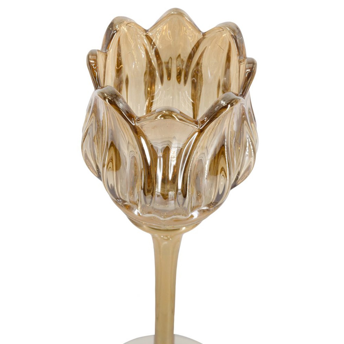 Artekko Aphelios Γυάλινα Κηροπήγια σε Μελί Απόχρωση (7.6x7.6x27)cm 3pcs