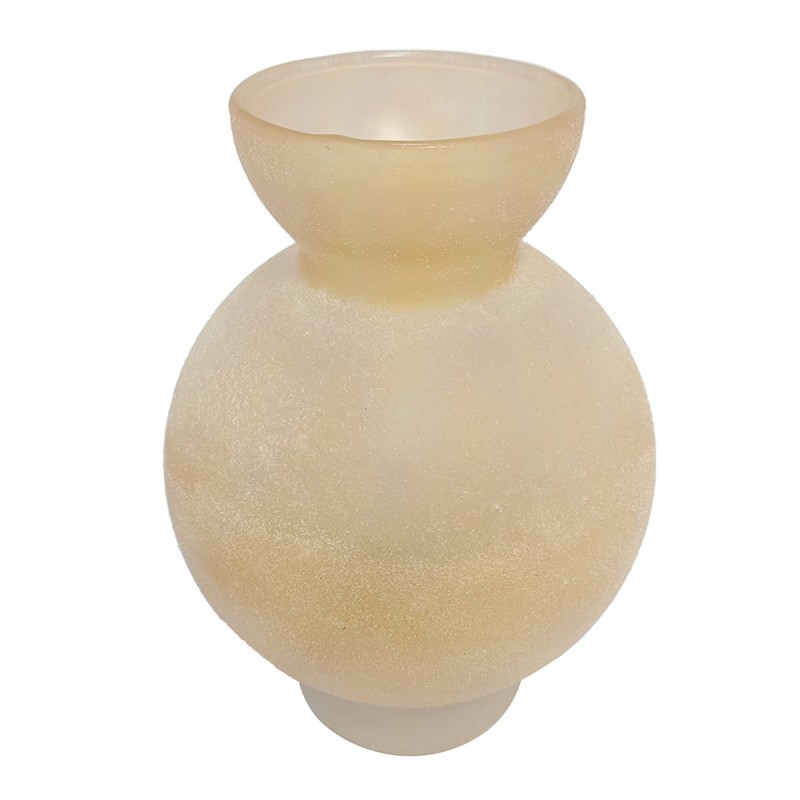 Artekko Frosted Γυάλινο Βάζο σε Μελί Απόχρωση (15.2x15.2x21.6)cm