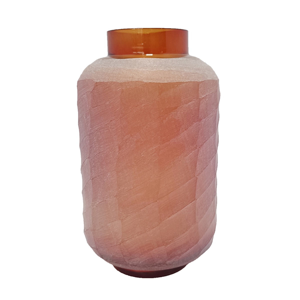 Artekko Frosted Γυάλινο Βάζο σε Πορτοκαλί Απόχρωση (16x16x26.7)cm