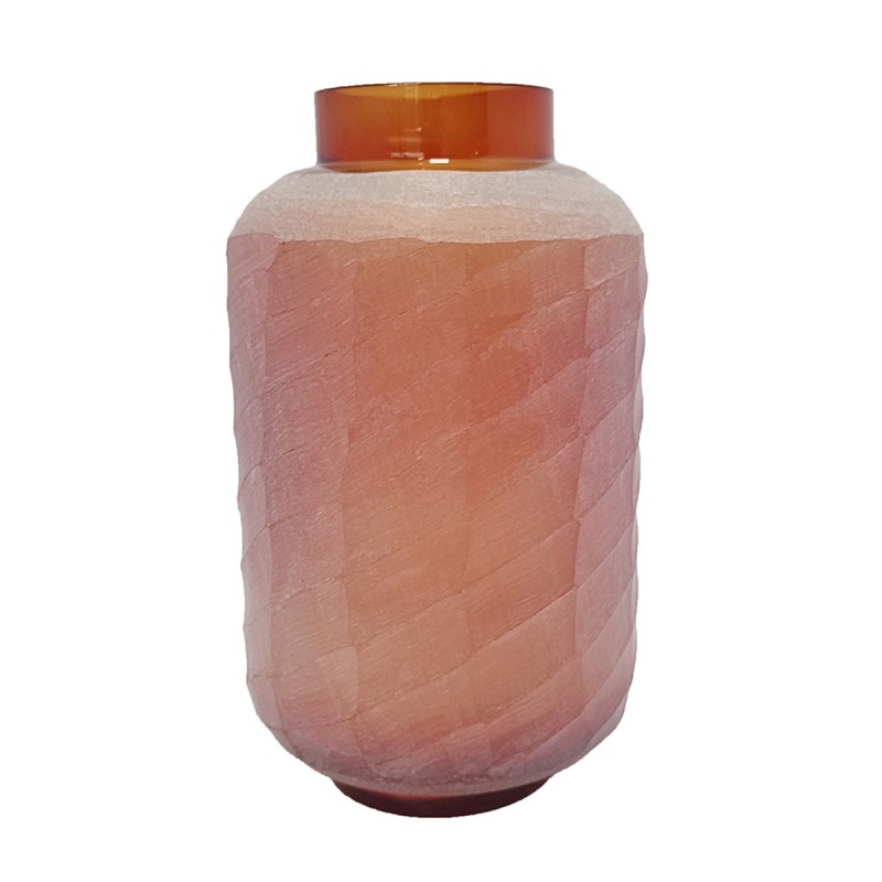 Artekko Frosted Γυάλινο Βάζο σε Πορτοκαλί Απόχρωση (16x16x26.7)cm