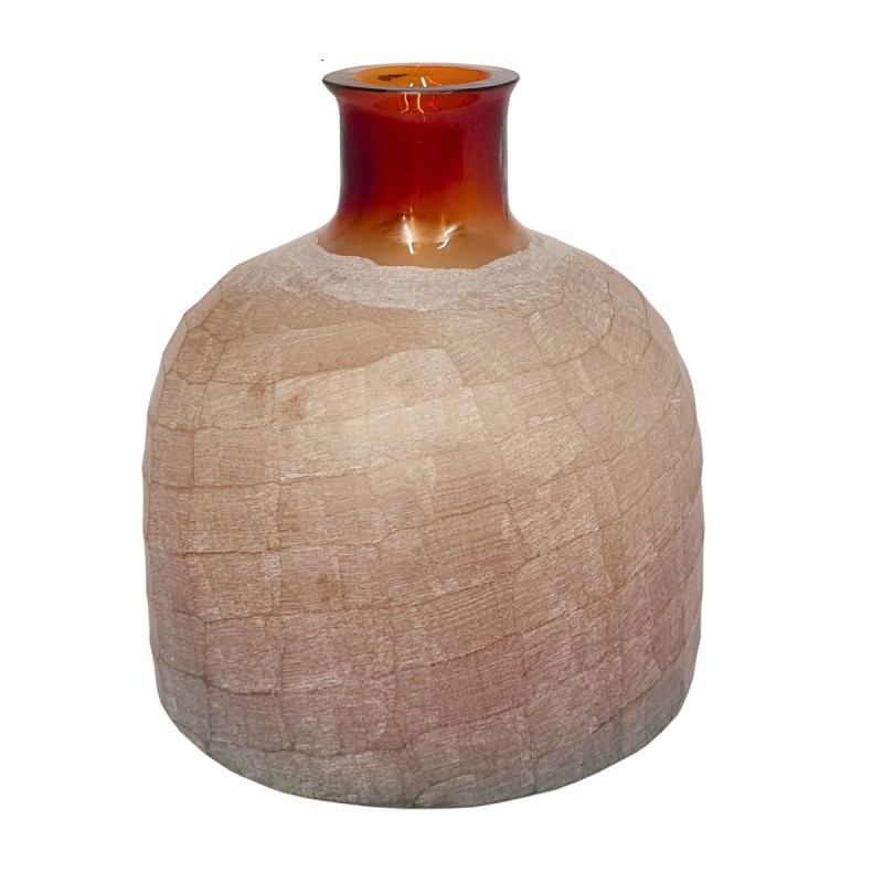 Artekko Frosted Γυάλινο Βάζο σε Πορτοκαλί Απόχρωση (18.5x18.5x20.3)cm