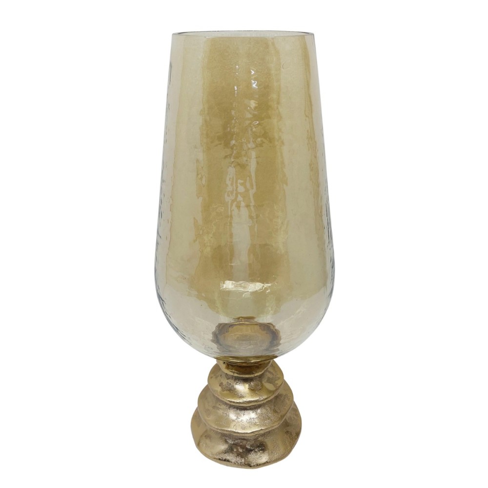 Artekko Amber Γυάλινο Διακοσμητικό Βάζο σε Χρυσή Μεταλλική Βάση (19x19x42)cm