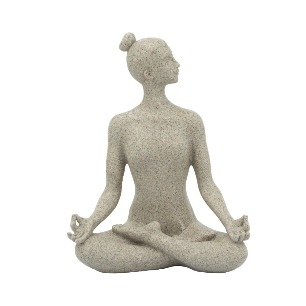 Artekko Yoga Figurine Μπεζ Επιτραπέζιο Διακοσμητικό Ρητίνης με Γυναικεία Φιγούρα (17.5x10.5x22.5)cm
