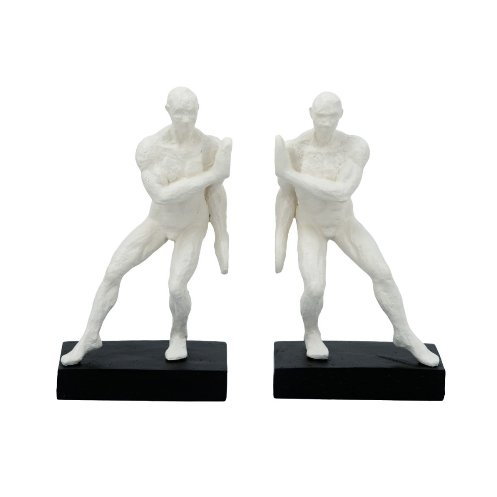 Artekko Gymnast Bookends Λευκοί Βιβλιοστάτες Ρητίνης με Ανδρική Φιγούρα (13.5x9x25)cm 2pcs