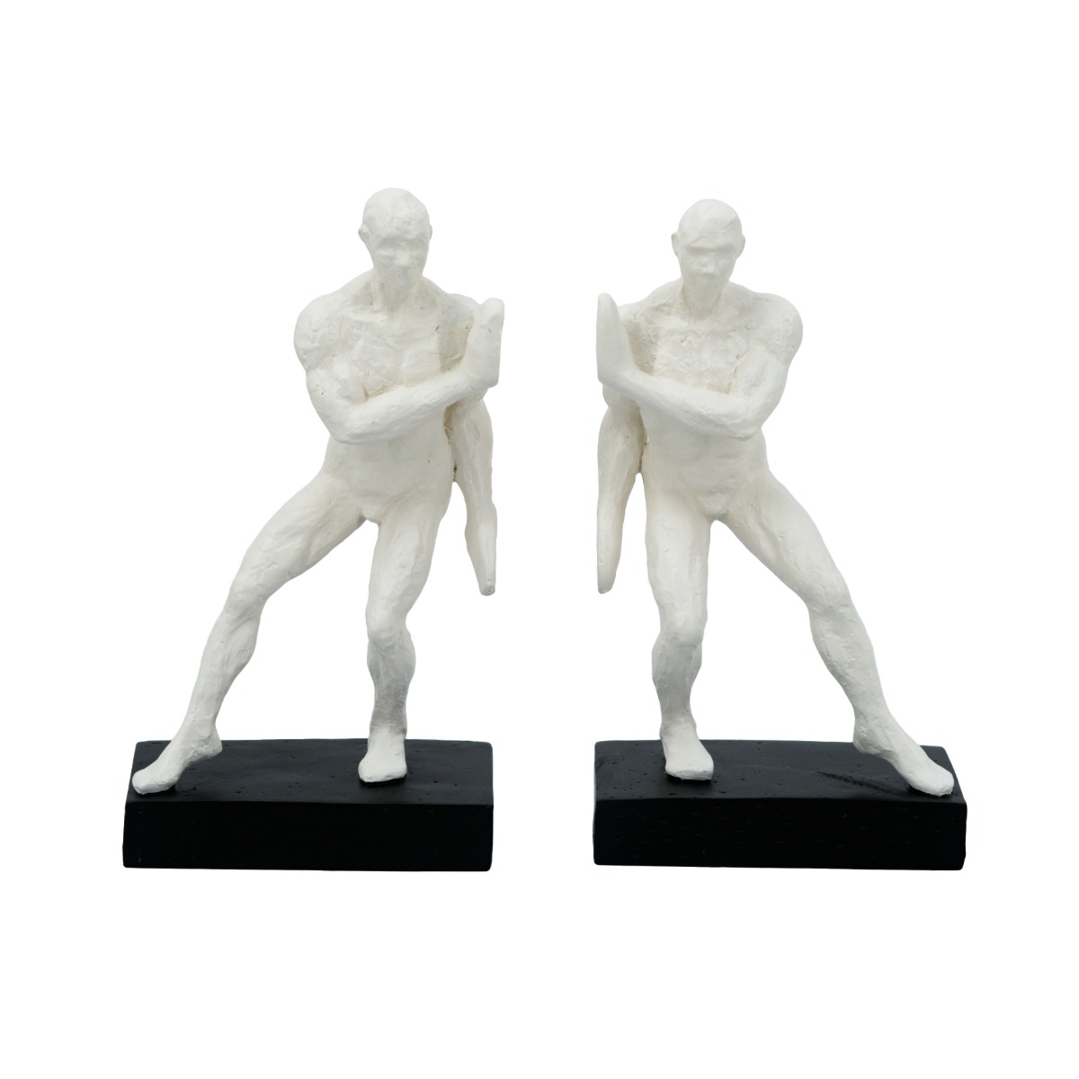 Artekko Gymnast Bookends Λευκοί Βιβλιοστάτες Ρητίνης με Ανδρική Φιγούρα (13.5x9x25)cm 2pcs