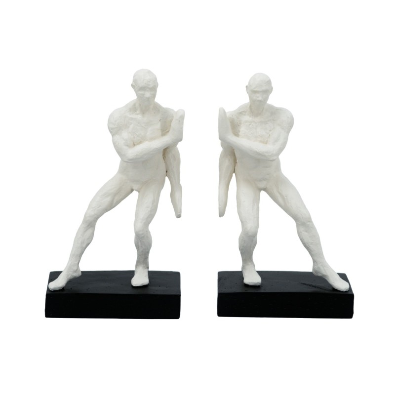 Artekko Gymnast Bookends Λευκοί Βιβλιοστάτες Ρητίνης με Ανδρική Φιγούρα (13.5x9x25)cm 2pcs