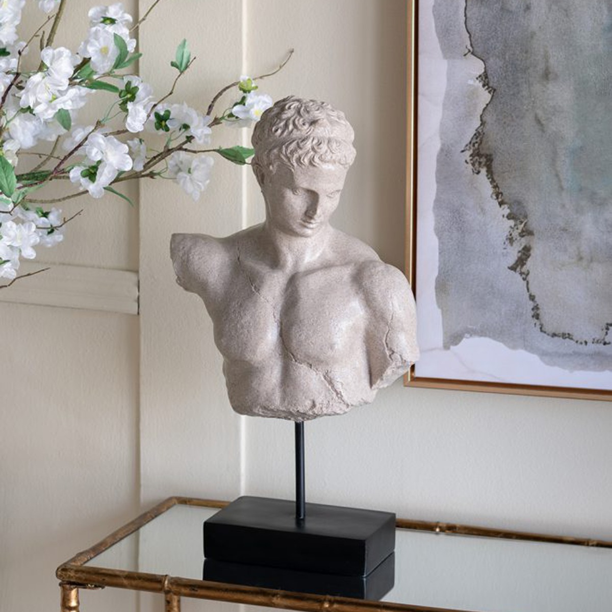 Artekko Bust Γκρι Διακοσμητική Προτομή Ρητίνης (29.5x17x54)cm