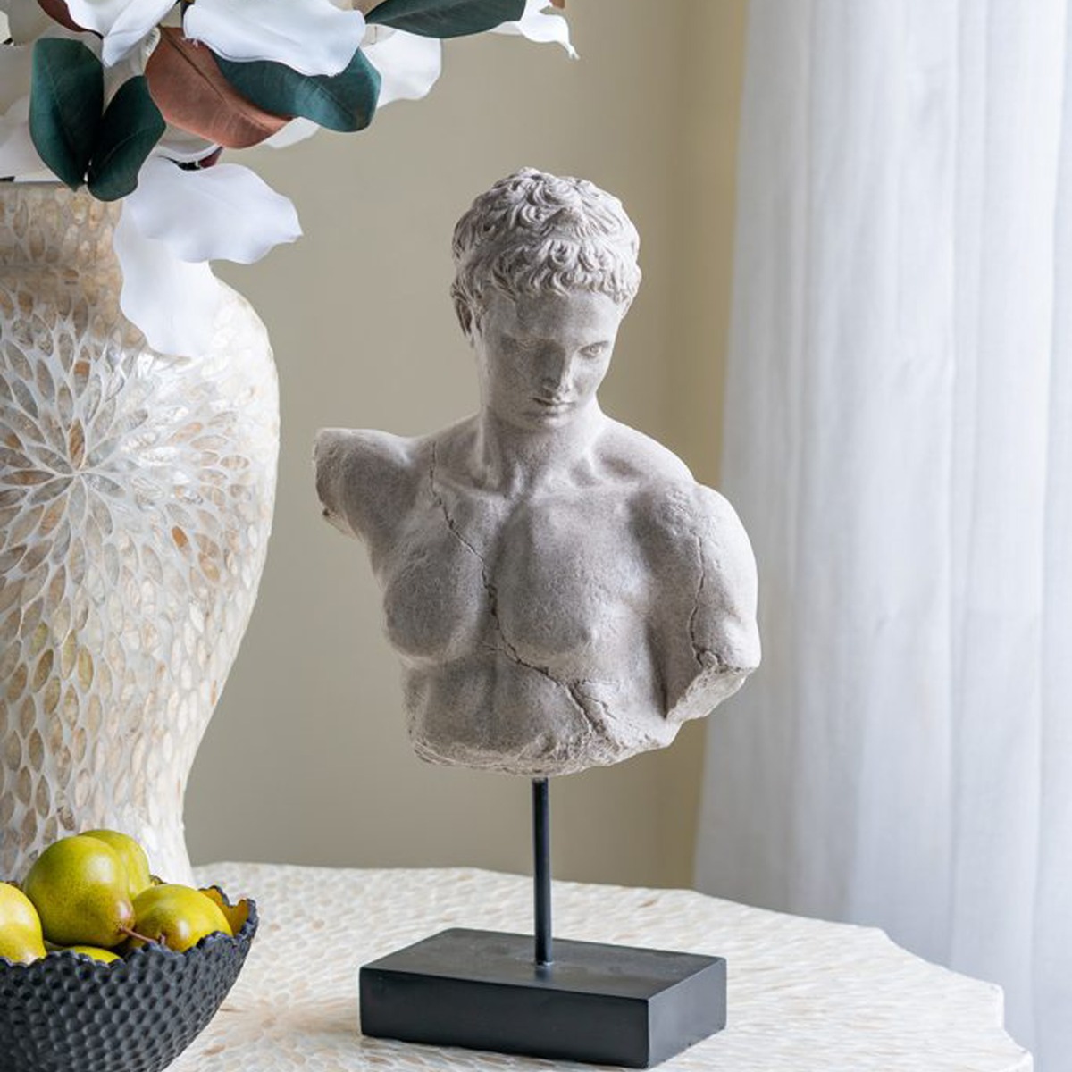 Artekko Bust Γκρι Διακοσμητική Προτομή Ρητίνης (29.5x17x54)cm