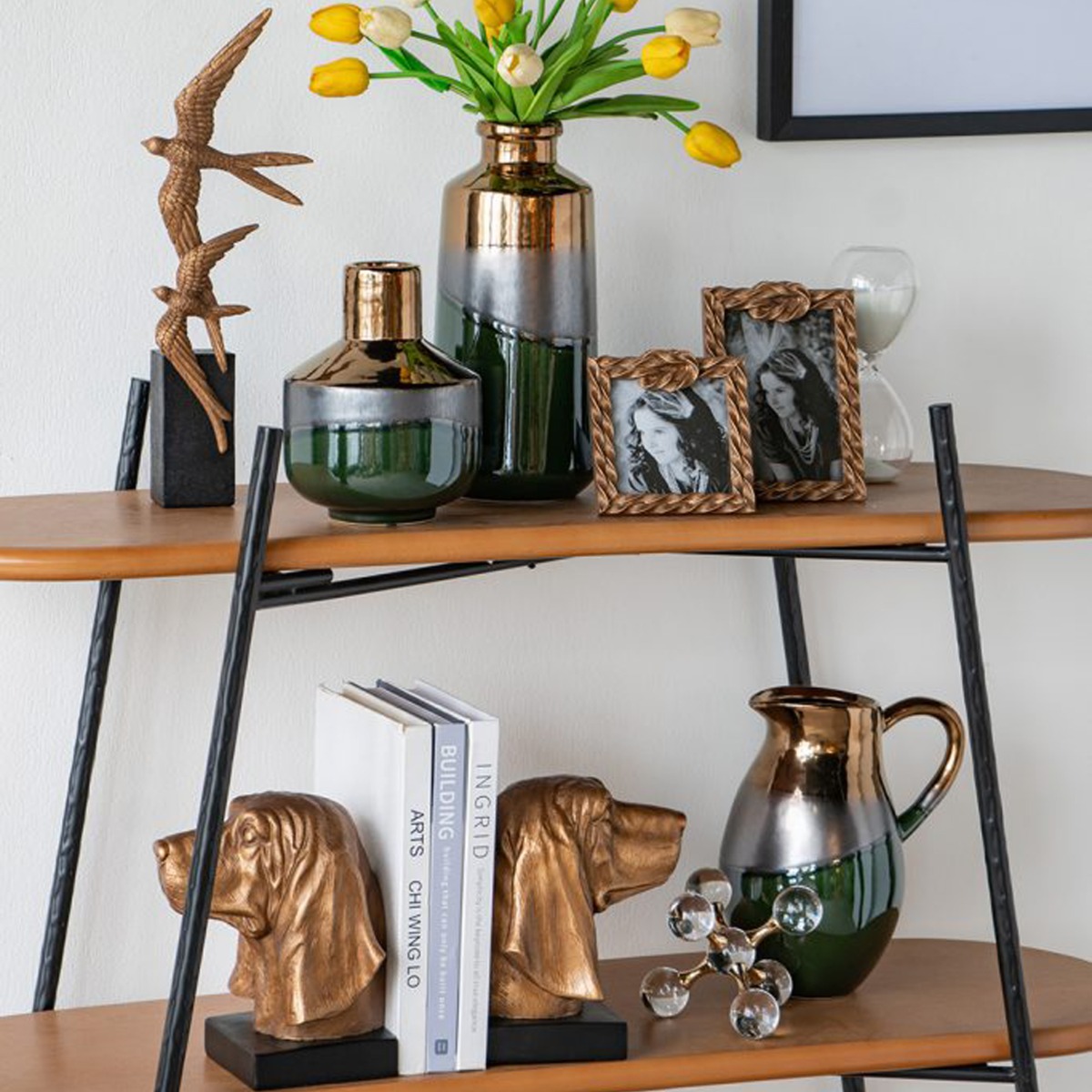 Artekkol Bookends Μπρονζέ Βιβλιοστάτες Ρητίνης με Σκυλιά (17.8x15x22)cm 2pcs