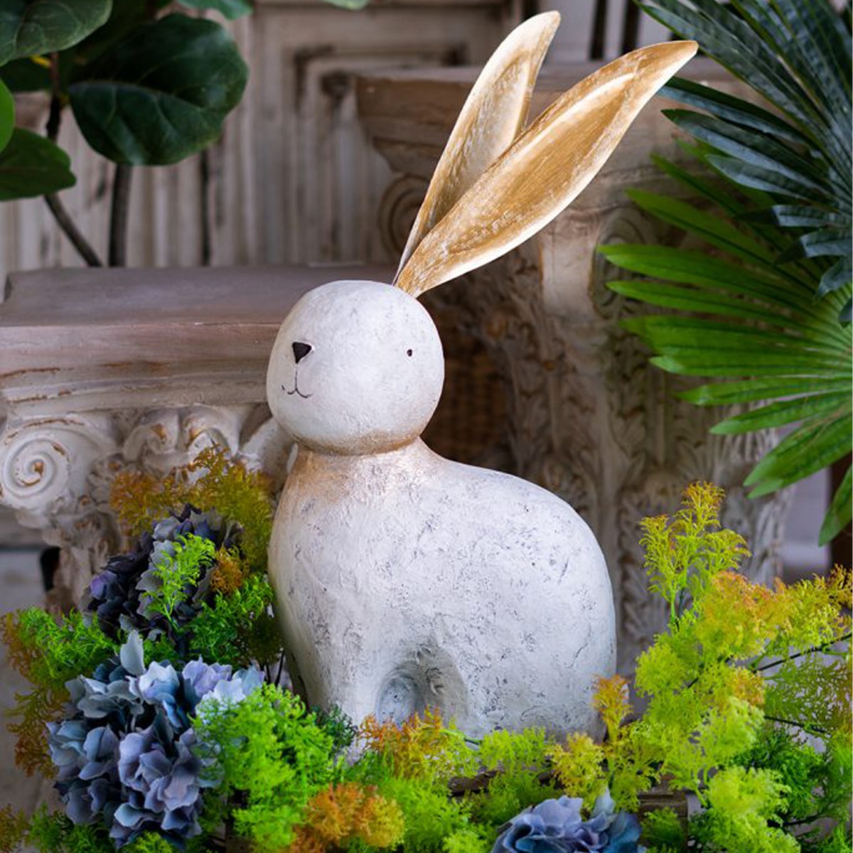 Artekko Animal Διακοσμητικός Λαγός από Μαγνήσιο σε Λευκή Πατίνα (35x15.5x53)cm