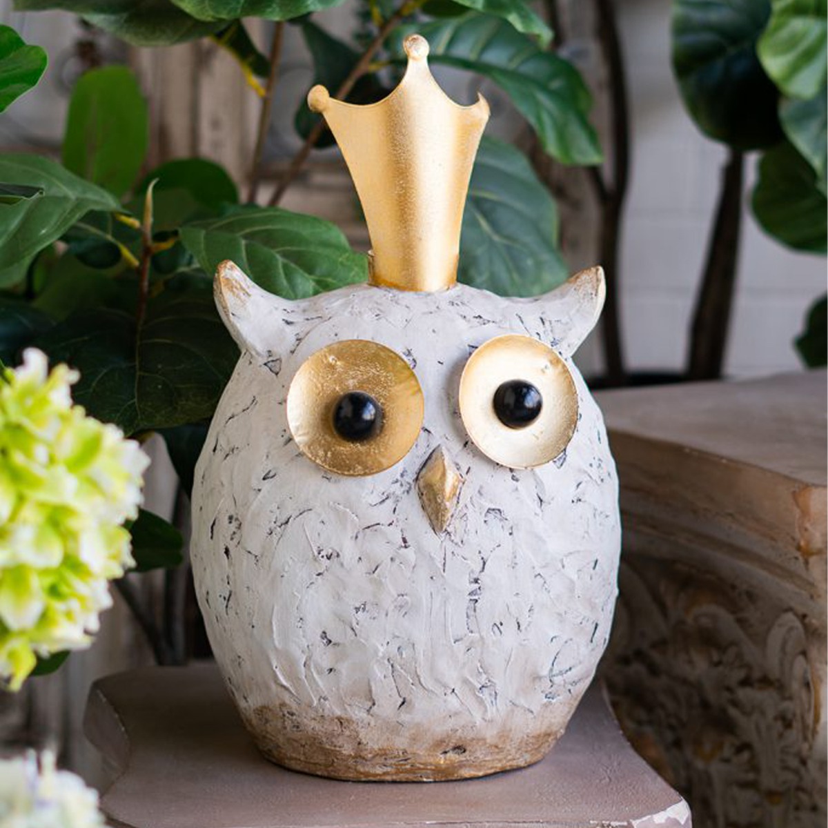 Artekko Animal Διακοσμητική Κουκουβάγια από Μαγνήσιο σε Λευκή Πατίνα (26.5x21x44.5)cm