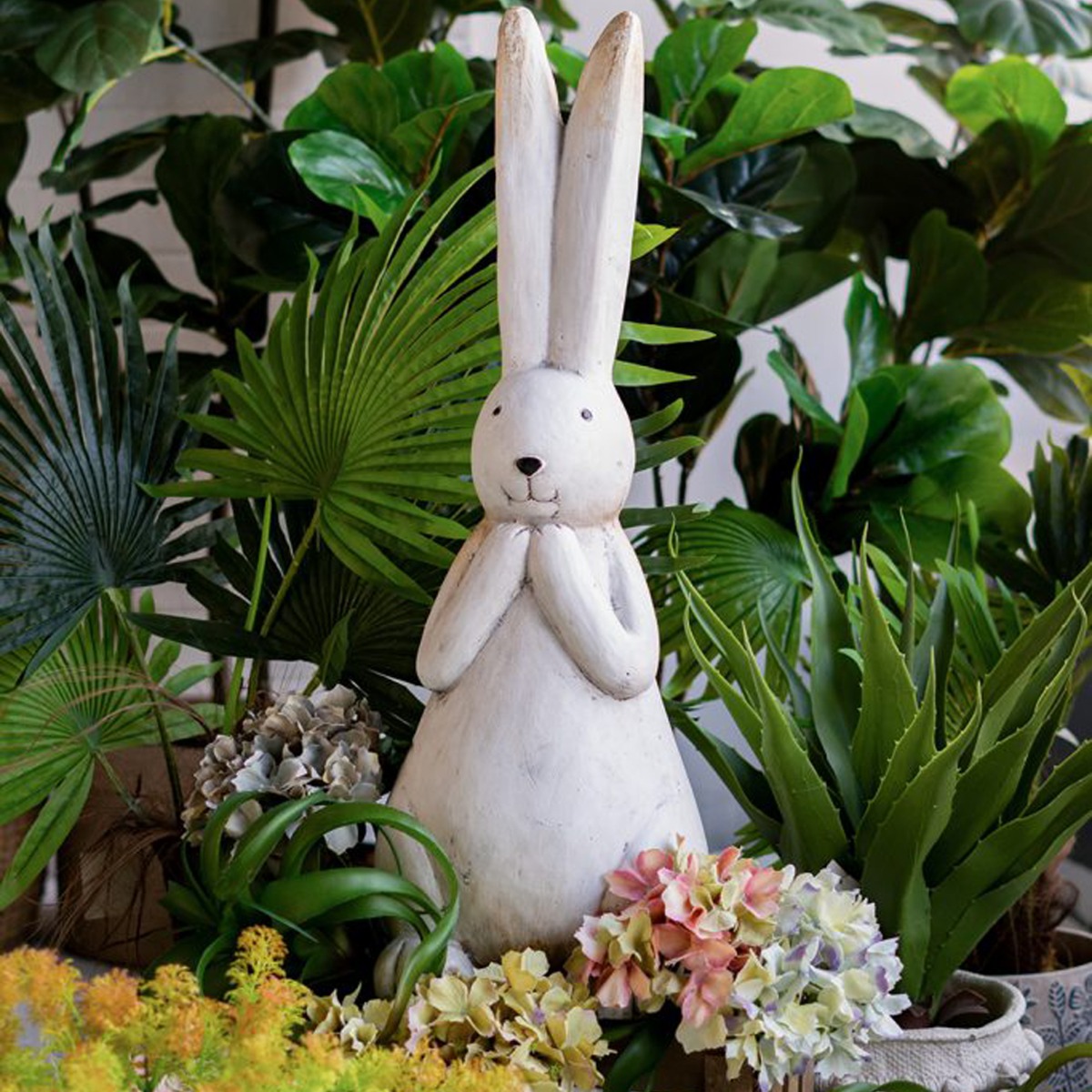 Artekko Animal Διακοσμητικός Λαγός από Μαγνήσιο σε Λευκή Πατίνα (24x24x69.5)cm