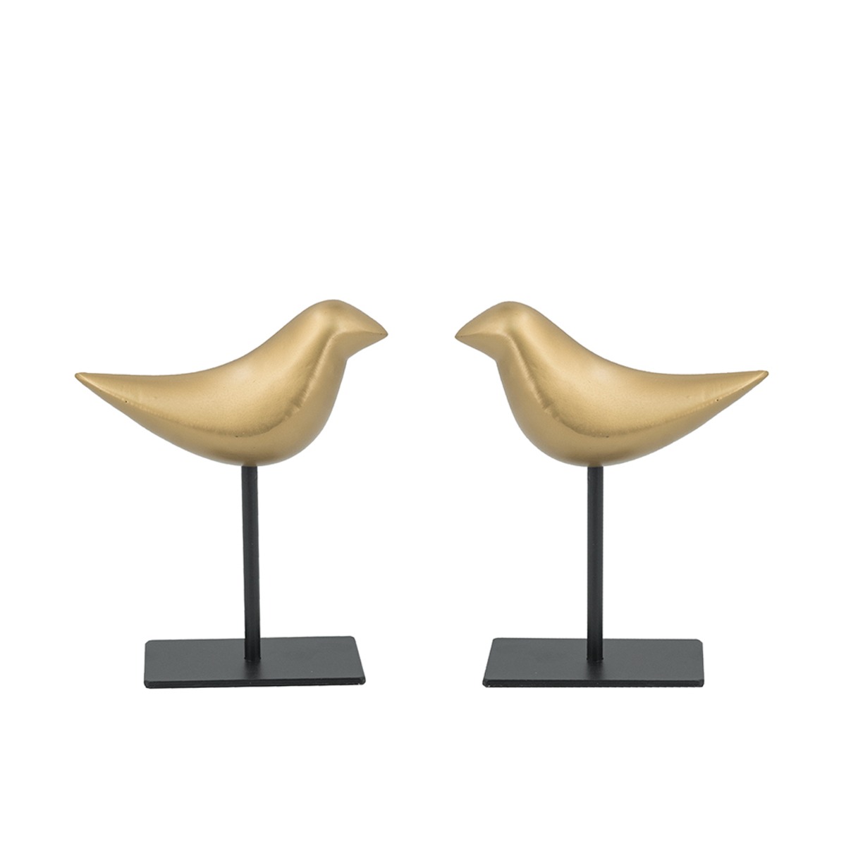 Artekko Animal Χρυσά Διακοσμητικά Επιτραπέζια Πουλιά Ρητίνης (16x6x20)cm 2pcs