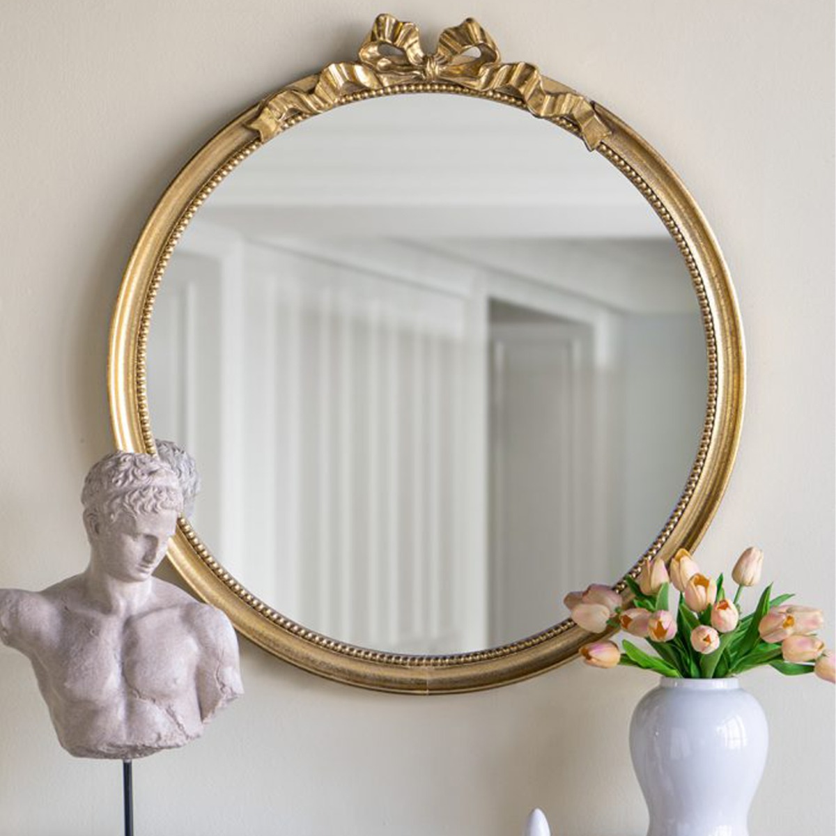 Artekko Dia Χρυσός Στρογγυλός MDF Καθρέπτης Τοίχου (76.3x4x81.5)cm