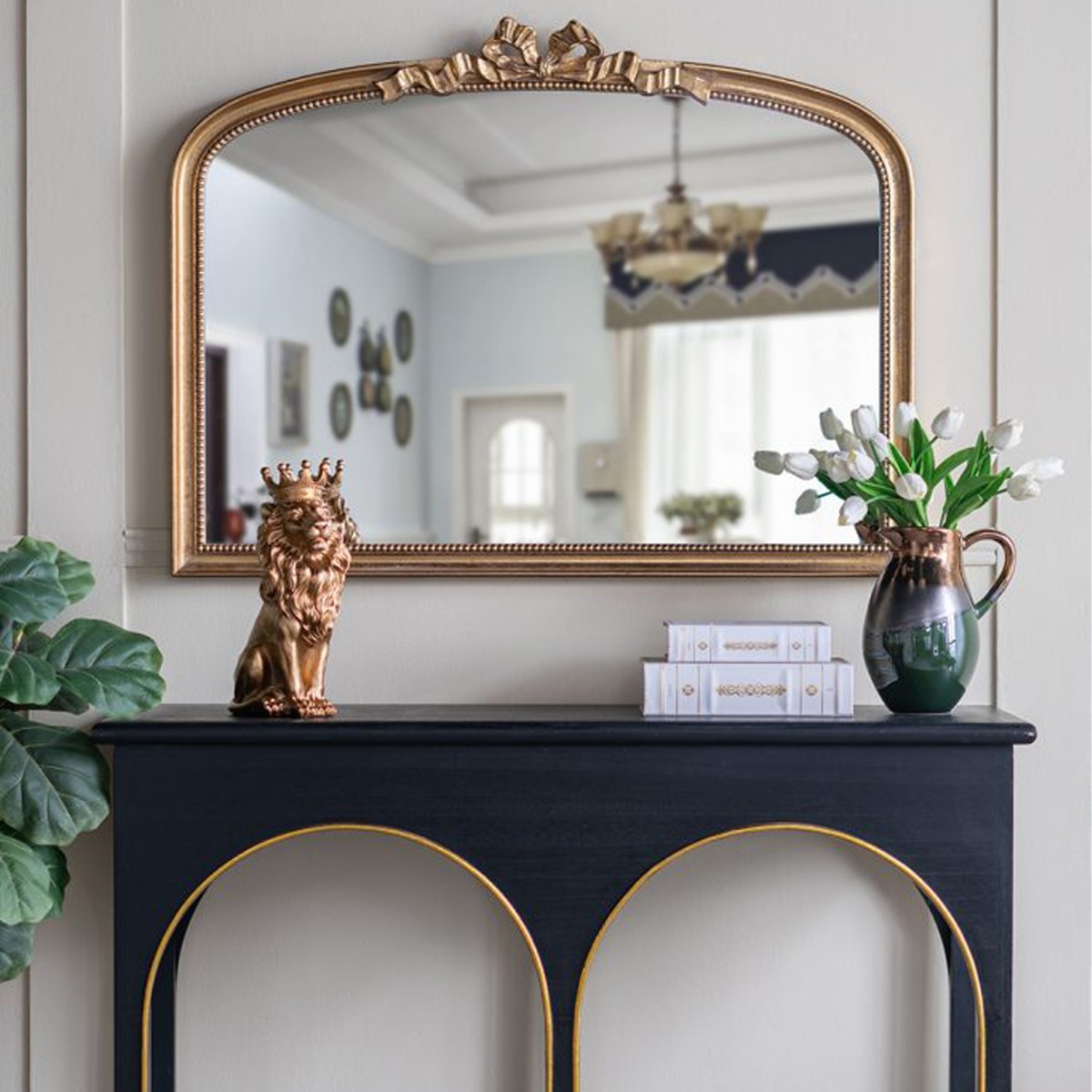 Artekko Dia Χρυσός MDF Καθρέπτης Τοίχου (102x4x76)cm