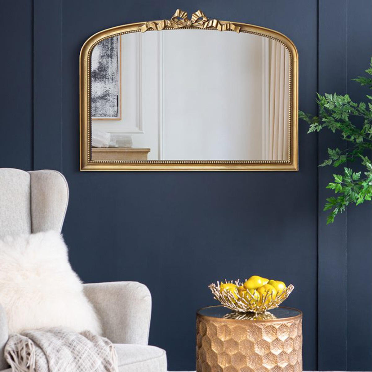 Artekko Dia Χρυσός MDF Καθρέπτης Τοίχου (102x4x76)cm