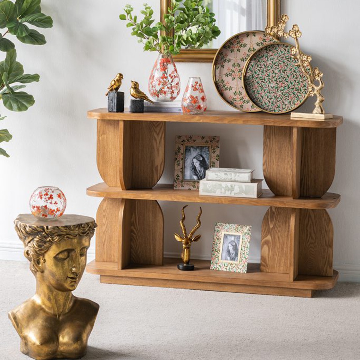 Artekko Aphelios Διάφανο Γυάλινο Βάζο με Πορτοκαλί Λουλούδια (14x14x13)cm