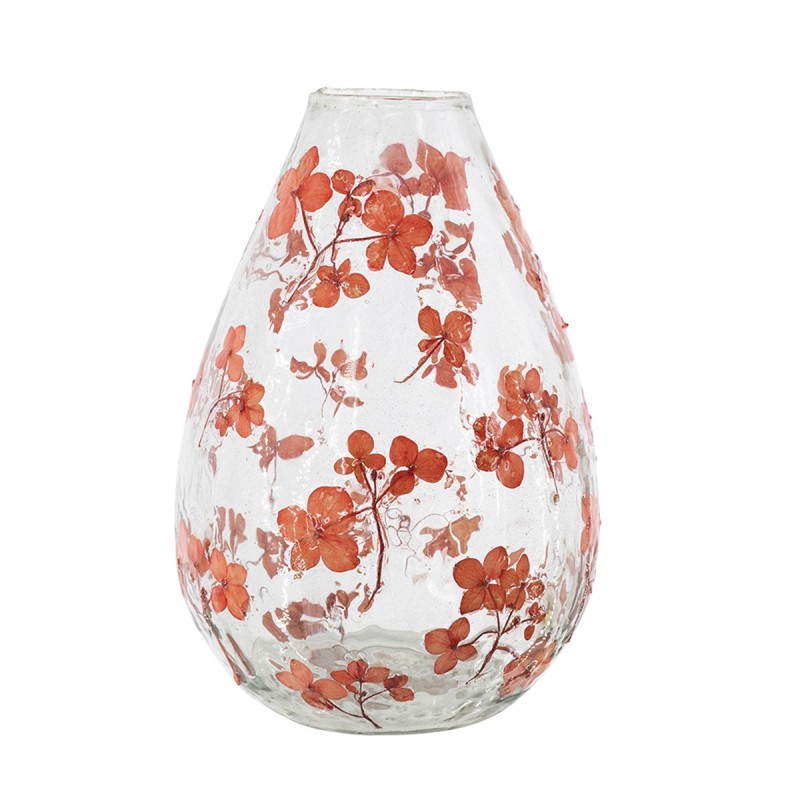 Artekko Aphelios Διάφανο Γυάλινο Βάζο με Πορτοκαλί Λουλούδια (15.2x15.2x23)cm