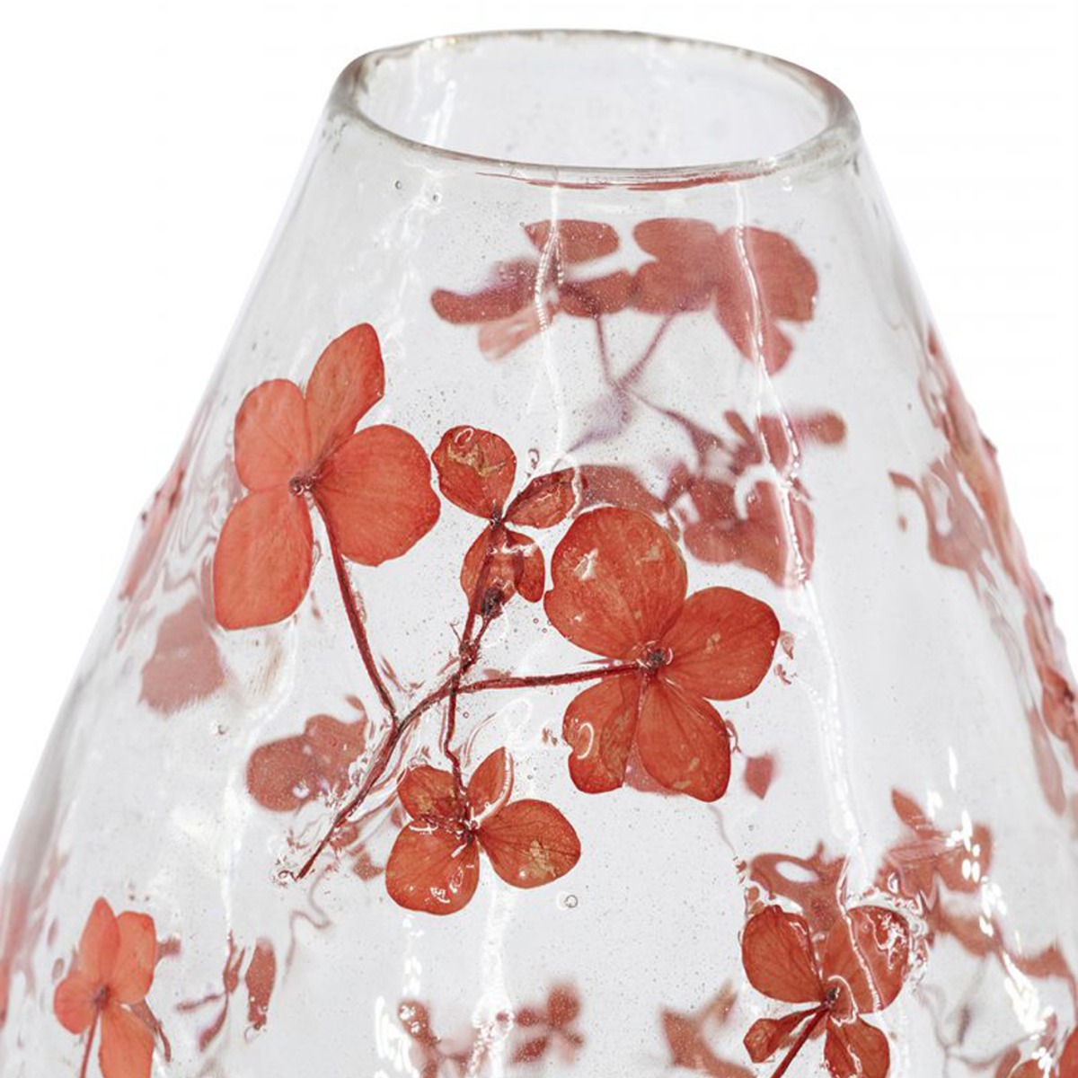 Artekko Aphelios Διάφανο Γυάλινο Βάζο με Πορτοκαλί Λουλούδια (15.2x15.2x23)cm