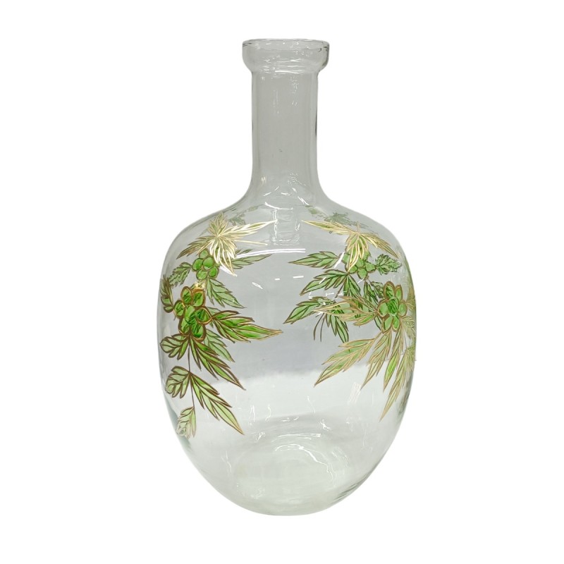 Artekko Aphelios Διάφανο Γυάλινο Βάζο Διακοσμημένο με Πράσινα Λουλούδια (23x23x42)cm Artekko Aphelios Διάφανο Γυάλινο Βάζο Διακοσμημένο με Πράσινα Λουλούδια (23x23x42)cm