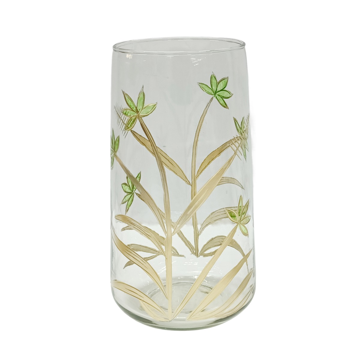 Artekko Aphelios Διάφανο Γυάλινο Βάζο Διακοσμημένο με Πράσινα Λουλούδια (14x14x25)cm Artekko Aphelios Διάφανο Γυάλινο Βάζο Διακοσμημένο με Πράσινα Λουλούδια (14x14x25)cm