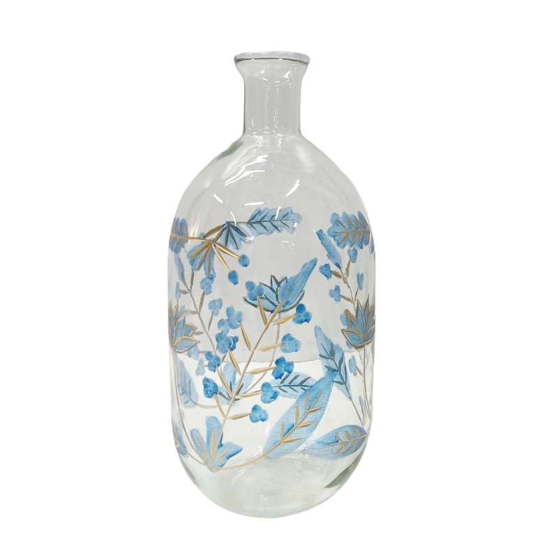 Artekko Aphelios Διάφανο Γυάλινο Βάζο Διακοσμημένο με Μπλε Λουλούδια (11.5x11.5x25.5)cm Artekko Aphelios Διάφανο Γυάλινο Βάζο Διακοσμημένο με Μπλε Λουλούδια (11.5x11.5x25.5)cm